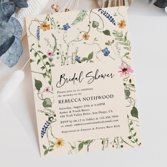 Boho Rustic Garden Wildflowers Bridal Shower Invitation (Creator Uploaded)