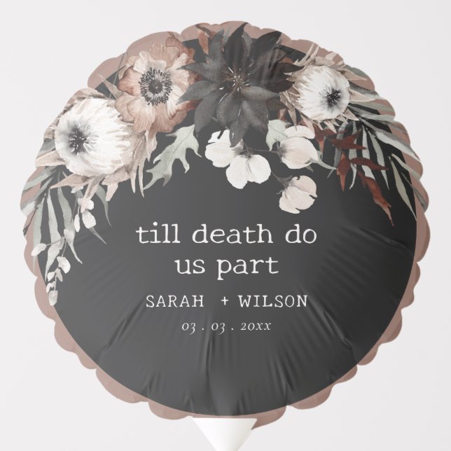 Boho Rustic Gothic Rust Black Botanical Wedding Balloon (Front)