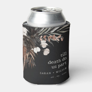 Boho Rustic Gothic Rust Black Botanical Wedding Can Cooler