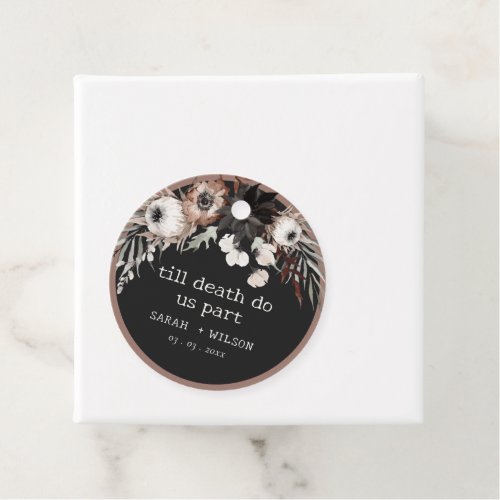 Boho Rustic Gothic Rust Black Botanical Wedding Favor Tags