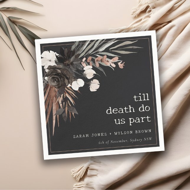 Boho Rustic Gothic Rust Black Botanical Wedding Napkins (Creator Uploaded)