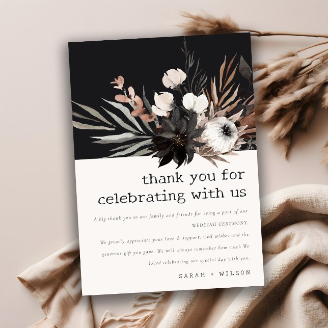 Boho Rustic Gothic Rust Black Botanical Wedding Thank You Card (Creator Uploaded)