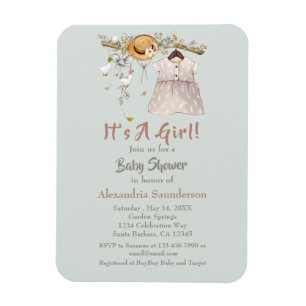 Boho Rustic Greenery Baby Girl Magnet