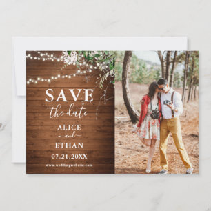 Boho Rustic Greenery Wedding Photo Save The Date