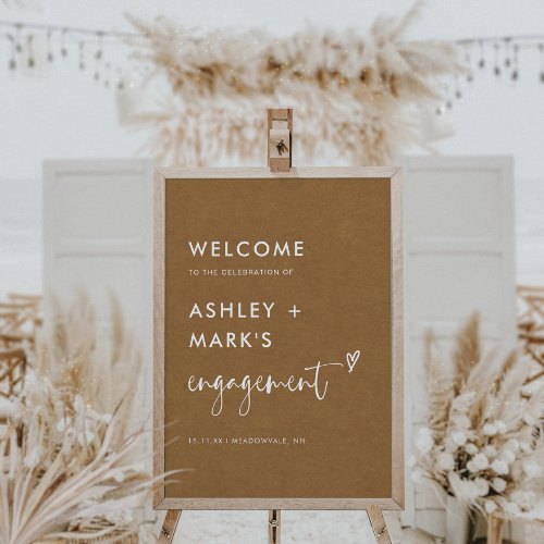 Boho Rustic Kraft Engagement Party Welcome Sign