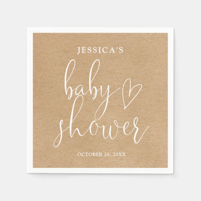 Boho Rustic Kraft Gender Neutral Baby Shower Napkins (Front)