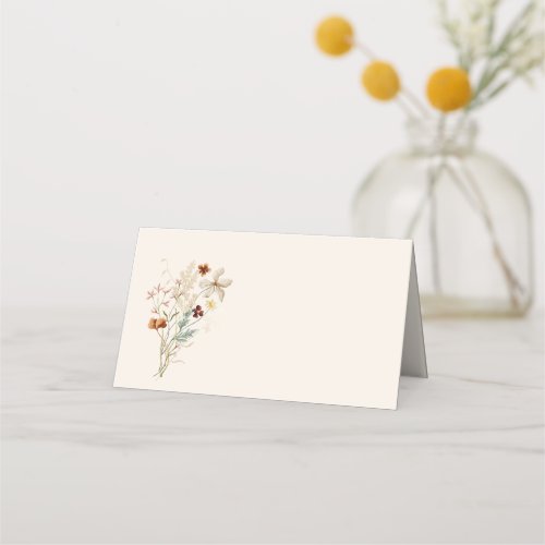 Boho Rustic Meadow Flowers Bridal Shower Guest Place Card