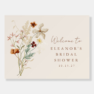Boho Rustic Meadow Flowers Bridal Shower Welcome Foam Board