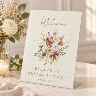 Boho Rustic Meadow Flowers Bridal Shower Welcome Pedestal Sign