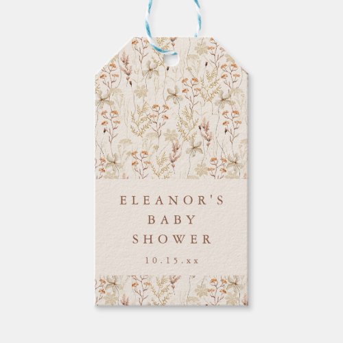 Boho Rustic Meadow Flowers Floral Baby Shower Gift Tags