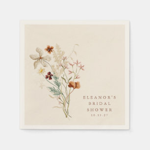 Boho Rustic Meadow Flowers Floral Bridal Shower Napkins