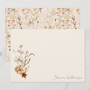 Boho Rustic Meadow Flowers Floral Bridal Shower Thank You Card