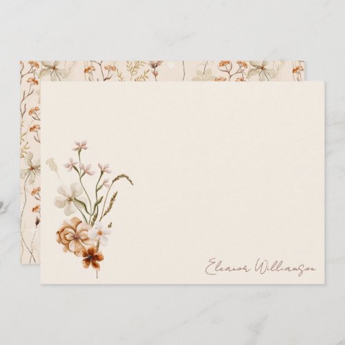 Boho Rustic Meadow Flowers Floral Bridal Shower Thank You Card