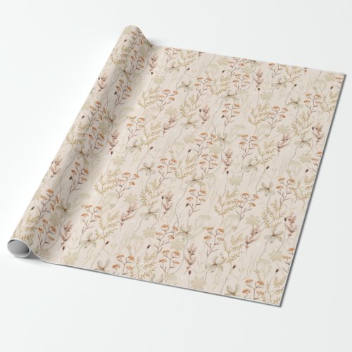 Boho Rustic Meadow Flowers Floral Bridal Shower Wrapping Paper