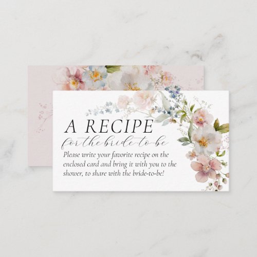 Boho Rustic Meadow Wildflower Bridal Shower Recipe Enclosure Card