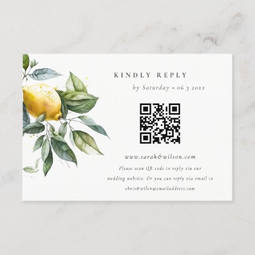 Boho Rustic Minimal Yellow Lemon Garden Wedding Enclosure Card