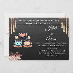 boho rustic modern elegant Coffee Wedding Invitation