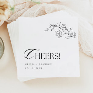 Boho Rustic Modern Minimalist Cheers Wedding Napkins