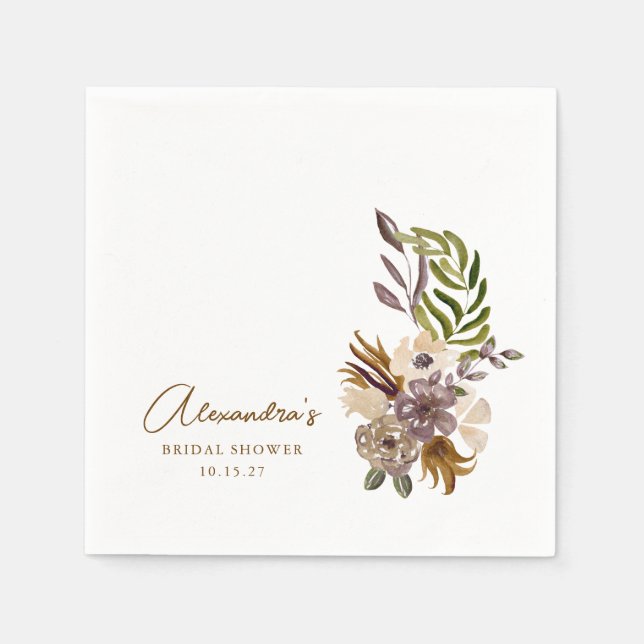Boho Rustic Nature Botanical Custom Bridal Shower Napkins (Front)