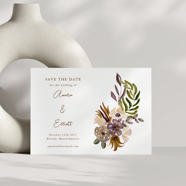Boho Rustic Nature Plum Floral Save the Date Card (Creator Uploaded)