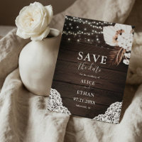 Boho Rustic Neutral Flowers Wedding Save The Date 