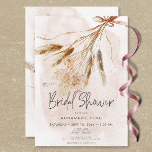 Boho Rustic Pampas & Dried Bouquet Bridal Shower Invitation