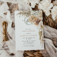 Boho Rustic Pampas Grass Baby Shower Invitation