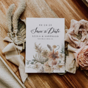 Pampas save the date card template, Instant download save the date card,  Elegant Floral save the date cards Set Printable WPam5