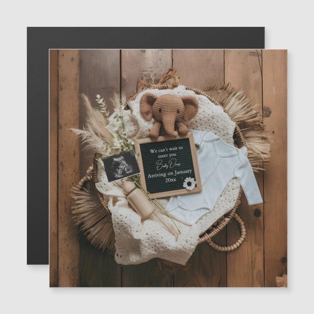 boho rustic pregnancy announcement card (Front/Back)