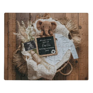boho rustic pregnancy announcement surprise gift jigsaw puzzle