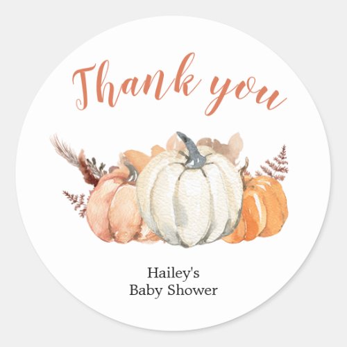 Boho Rustic Pumpkin Baby Shower Thank You Sticker