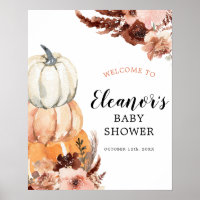 Boho Rustic Pumpkin Baby Shower Welcome Sign
