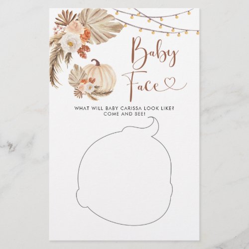 Boho Rustic Pumpkin Fall in Love Baby Face Card