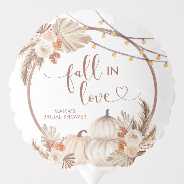 Boho Rustic Pumpkin Fall in Love Balloon (Front)