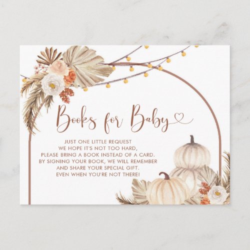 Boho Rustic Pumpkin Fall in Love Books for Baby Invitation Postcard