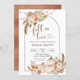 Boho Rustic Pumpkin Fall in Love Bridal Shower Invitation