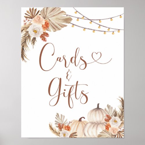 Boho Rustic Pumpkin Fall in Love Cards  Gifts Poster