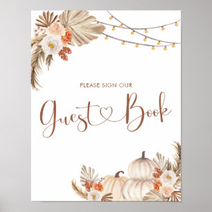 Boho Rustic Pumpkin Fall in Love Guest Book