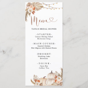 Boho Rustic Pumpkin Fall in Love Menu Card