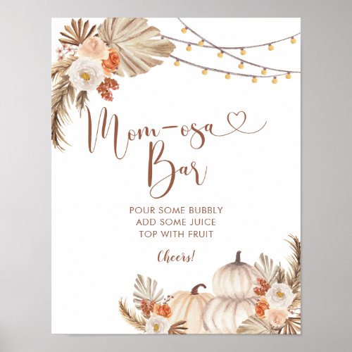 Boho Rustic Pumpkin Fall in Love Mom_osa Bar Poster