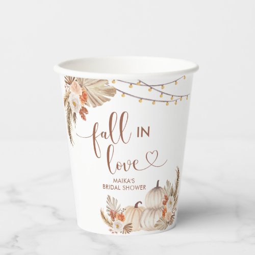 Boho Rustic Pumpkin Fall in Love Paper Cup