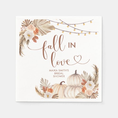 Boho Rustic Pumpkin Fall in Love Paper Napkin