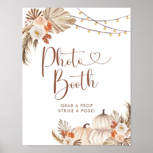 Boho Rustic Pumpkin Fall in Love Photo Booth Sign