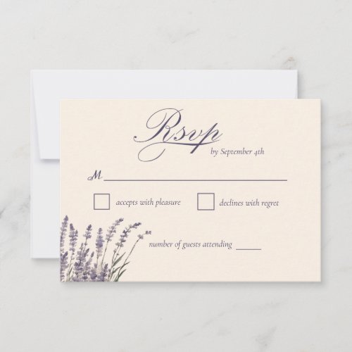 Boho Rustic Purple Lavender Floral Wedding  RSVP Card