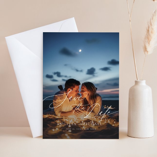 Boho Rustic QR Code Photo Wedding Save the Date Invitation (Creator Uploaded)