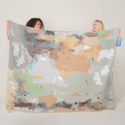 Boho rustic retro orangetaupebrownteal abstract fleece blanket