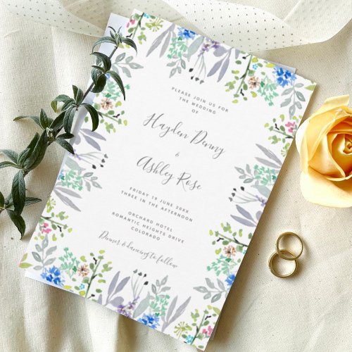 Boho rustic romantic floral Wedding Invitation