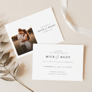 Boho Rustic Script Photo Budget Wedding Invitation