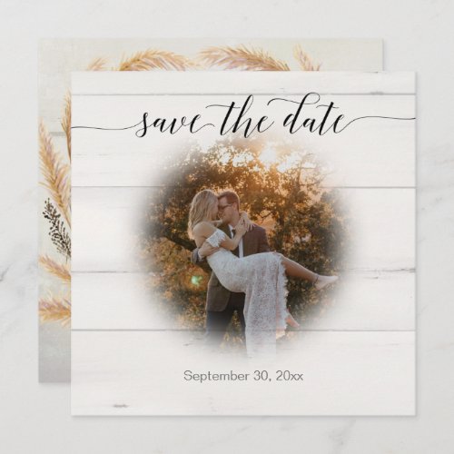 BOHO Rustic Script Typography Pampas Grass Photo S Save The Date