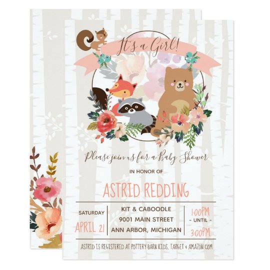 Boho Rustic Spring Birch Woodland Baby Shower Invitation Zazzle Com